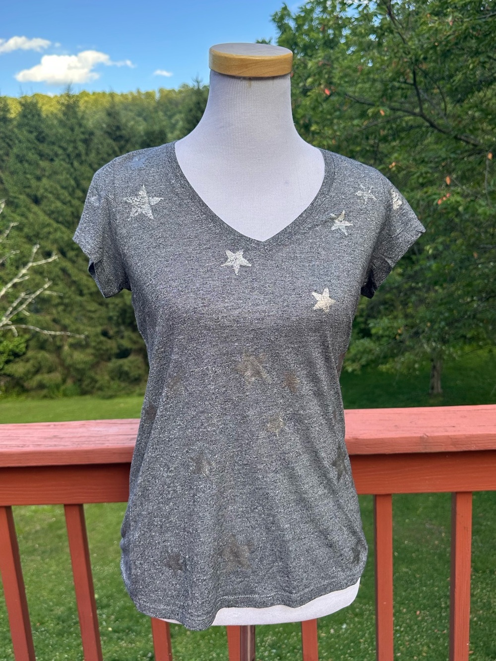 Michael Stars Anthropologie Star Print V-Neck  Tee